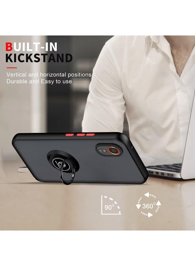 موز Case for Samsung Xcover 7, with 360 Degree Ring Stand, Works with Magnetic Car Mount, PC + TPU Soft Bumper, Mobile Phone Protective Cover (Black) - Image 2